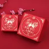 Kinesisk asiatisk stil röd dubbel lycka bröllop favoriserar och gåvor låda paket brud bröllop bröllopsfest godis box 50pcs 210724