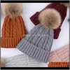 Casquettes Accessoires Bébé Maternité Drop Livraison 2021 Bébé Solide Tricoté 10 Filles Garçons Crochet Tricot Laine Bobble Hiver Enfant En Bas Âge Enfants Mode