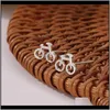 Créatif Mini vélo goujon métal alliage Sier plaqué vélo boucles d'oreilles femmes voyage Simple oreille anneaux accessoire bijoux cadeaux Wufnt