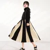 [EAM] Women Contrast Color Black Long Dress Turtleneck Long Sleeve Loose Fit Fashion Autumn Winter 1DD215301 21512