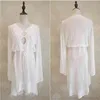 2021 Été Femmes Beachwear Sexy Blanc Crochet Tunique Robe De Plage Robe Femme Maillots De Bain Maillot De Bain Bikini Cover Up # 210319