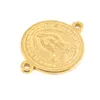 Lady 2 Loops Connector Virgen de Guadalupe Small Charms Gold Color Medal Tags Round Round Round Stainless Steel Pendant 50pcs4918812