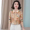 Lüks Saten Baskılı Pist Gömlek 2023 Tasarımcı Uzun Kollu Ofis Lady Elegant Düğme Up Bluz Bahar Sonbahar Kış Kış Vintage Moda Üst düzey İnce Tatlı İpek Üstler