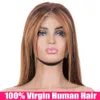 Mettre en évidence la perruque de cheveux humains de couleur brune ombrée 13x4 perruque avant de dentelle pré-cueillie droite blonde sans colle 427 Highlight70078896155479