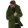 Hommes hiver polaire épais chaud manteau Outwear Trench veste en cuir à manches longues fourrure 211014