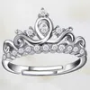 Original 100% 925 Sterling Silver Ring Enchanted Crown Open Rings Fashion Clear Shine CZ Tiara Adjustable Size J-029