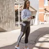 Kvinnor yoga byxor 5% fitness leggings gym kläder damer träning set sexig formning hip snabb torr sportkläder