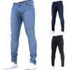 Stretch jeans med hög midja dragkedja för män Casual Slim Fit Trendiga byxor Herr Plus Size Pencil Byxor Denim Skinny Jean Large Storlek X0621