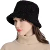 New Fashion Women Winter Bucket Hat Vintage Cloche Cappelli Warm Faux Fur Wool Outdoor Fisherman Cap per Lady