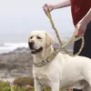 中程度の犬のための耐久の戦術的な犬の首輪調節可能なナイロンの軍事犬の襟のひもの羊飼いの羊飼いトレーニング狩猟211006