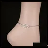 Bangle Bracelets Jewelry Personalized 1980-2000 Year Number Anklets Stainless Steel Gold Plated Sier Foot Chain Ankle Bracelet For Women Dro