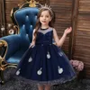 Vestido de fiesta para niño, vestidos de niña de flores bordados, fiesta formal de cumpleaños, vestido sin mangas con cuentas