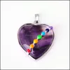 Pendant Necklaces & Jewelry 7 Crystal Heart Shaped Natural Stone Pendants Healing Chakra Reiki Love Charm Bk For Jewelry Making Amethyst Turq