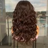 Midium brown Synthetic Lace Front Wig Long Body Wave Hair Heat Resistant wigs For Black Women With clips