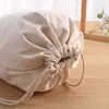 선물 랩 파우치 Drawstring 가방 코튼 재사용 여행 파우치 야채 저장 배낭 토트 포장 가방 화면 인쇄 기계 빨 수일 수 있습니다