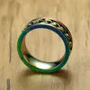 Roestvrij staal 8mm regenboog ketting spinner ring voor mannen roteerbare mode-sieraden x0715