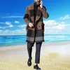 Plaid Winter Mens Ullblandningar Casual XXXL Coat Stylish Slim Fit Lapel Single-breasted 3XL Woolen Coats