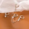 Hoop & Huggie LByzHan Double Pierced Conjoined Chain Earrings For Female European And American Simple Punk Street Girls Boy Single