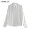 Vrouwen mode met kant geplooide kantoor dragen blouses hoge hals lange mouw vrouwelijke shirts chique tops 210420
