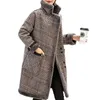 Plaid Faux En Cuir Fourrure Parka Coat Femme Veste Femme Automne Hiver Agneau d'agneau Fourrure Femme Opondeur Manteaux