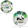 Vajilla desechable Wildone bosque de animales salvajes suministros de fiesta de cumpleaños hoja taza plato mantel pastel decoración Baby Shower