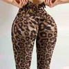 Leggings de mujer con estampado de leopardo Pantalones largos elásticos florales Elásticos de cintura alta Scrunch Butt Entrenamiento Leggins transpirables 3XL 210925