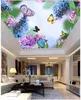 Carta da parati personalizzata 3D Zenith Mural Fashion Modern Beautiful Beautiful Flowers Farfalla Soffitto Affresco Murali Carta da parete Decorazione della casa