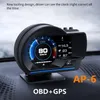 AP-6 OBD GPS Smart HUD Car Head Up Display Alarm Ambient Light with Navigation Auto Accessories Water Temperature Alarms