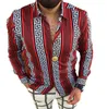 Plus Tamanhos 3xl Men's Casual Vintage Cardigan Impresso Manga Longa Slim Summer Camisa Hawaiiana Skinny Fit Magro Vários Padrão Homem Roupa Cardigans Blouse