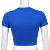 Floral Herz Druck Y2K Nette Crop Top Für Mädchen Weibliche T-Shirt Mit Kurzarm Sommer Kawaii Oansatz Casual Blau T-shirt 210510