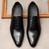 Chaussures Oxford de luxe hommes chaussures habillées en cuir italien noir marron poli à la main bout pointu à lacets mariage bureau chaussures formelles