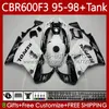 Bodywork+Tank For HONDA CBR 600 F3 CC 95-98 Body 64No.13 CBR 600FS 600F3 CBR600 FS CBR600F3 95 96 97 98 CBR600-F3 600CC CBR600FS 1995 1996 1997 1998 Fairing Repsol White