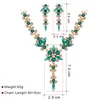 Oorbellen ketting Europese en Amerikaanse gekleurde edelsteen rhinestone mode bruid zoete sieraden set