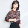 Mode Långärmad Chiffonskjorta Kvinnors Vår Retro Tryckt Top Casual Sale 210520