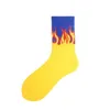 Harajuku Feuer Männer und Frauen Socken Street Wear Baumwolle Gelb Schwarz Flamme Mode HipHop Skateboard Lustige Glückliche Mädchen Socken