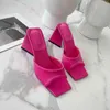 Slippers Thick Bottom Summer Women Fashion Ladies Square Toe Heels Slipper Slides Sexy Party Dress Shoes Green Orange 220309