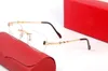 red lens sunglasses rectangular Yellow shape frameless sunglasses men women rimless sun glasses gold metal frame Eyewear lunettes 248S