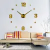 3d horloge murale nouveau décor à la maison grand miroir romain mode bricolage moderne horloges à Quartz salon montre autocollant mural X07059221346