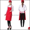 Textiles Home Gardenpure Color Kitchen High Quality Plain Apron Pocket Colorf Cooking Woman Men Chef Waiter Baking Aprons Drop3718143