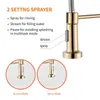 Senlesen Kök Kran Spring Golden Finish Brass Swivel Spout Singelhandtag Vanity Sink Mixer Vattenkran och Kall 210724