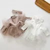 Född babyflickor kläder tutu kjol romer koreanska prinsessa onesie klänning för lite toddler ins kostym 210529