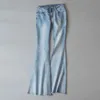 Lasperal Bahar Kadınlar Mavi Orta Bel Flare Çan Dipleri Bayanlar Seksi Germe Kot Moda Geniş Bacak Denim Pantolon Sh190828