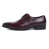 Robe derby hommes authentique cuir marron pointu pointu de la grotte classique mariage formel mariage oxford chaussures