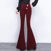 Byxor Capris Slim High Waist Plus Storlek Black Mermaid Flare Pant Women Wild Vintage Fashion Style Pantalones de Mujer 210429