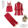 womens red silk pajamas