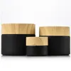 5g 10g 15g 20g 30g 50g Black Frosted Glass Jar Cream Bottle Cosmetic Makeup Jars Packing Container with Plastic Wood Grain Lids