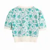 BBWM Women Fashion V Neck Jacquard Knitted Cropped Sweater Diamond Buttons Summer Female Chic Cardigans Tops 210520