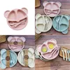 Children Lattices Dividing Plate Dinnerware Plates Sets Bear Cartoon Breakfast Fork Originality Baby Accessories Spoon Household 38993076