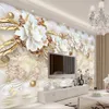 Papier peint sur mesure Grande Murale 3D Fleurs blancs de luxe Soft Soft Bijoux Bijoux TV Mur Papel de Pardure Papier mural