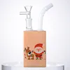 Weihnachtsgetränkeflaschen-Wasserpfeifen 7-Zoll-Glasbongs Mini kleine Öl-Dab-Rigs Weihnachtsstil-Wasserpfeifen 14,5-mm-Innengewinde mit Schüssel